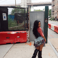 Run the Streets | Denim Plaid Skirt