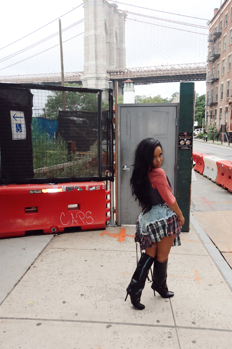 Run the Streets | Denim Plaid Skirt