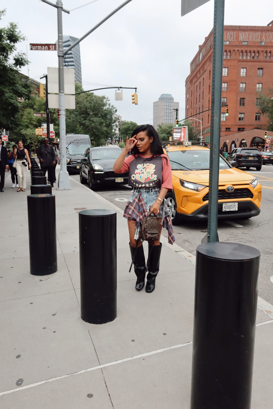 Run the Streets | Denim Plaid Skirt