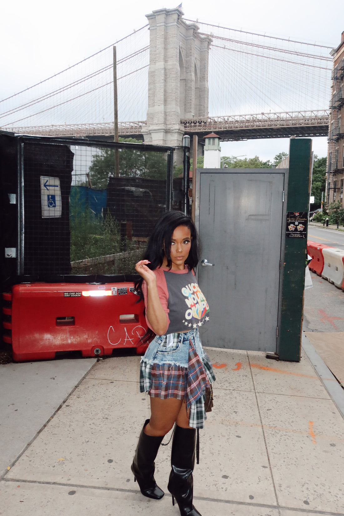 Run the Streets | Denim Plaid Skirt