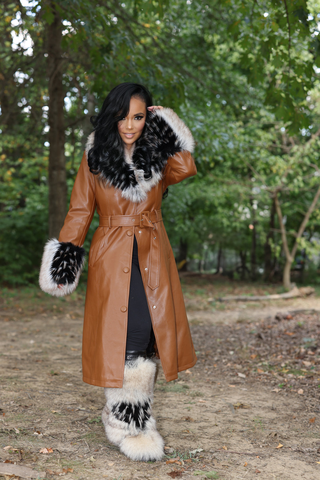 Foxy Baby | Faux Leather  Fur Trench