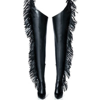 Out Of Bounds | Fringe Stirrup Belted Boots