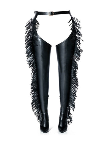 Out Of Bounds | Fringe Stirrup Belted Boots